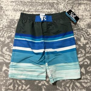 Sol Swim Boys Striped Board Swim Shorts Size 8 Husky